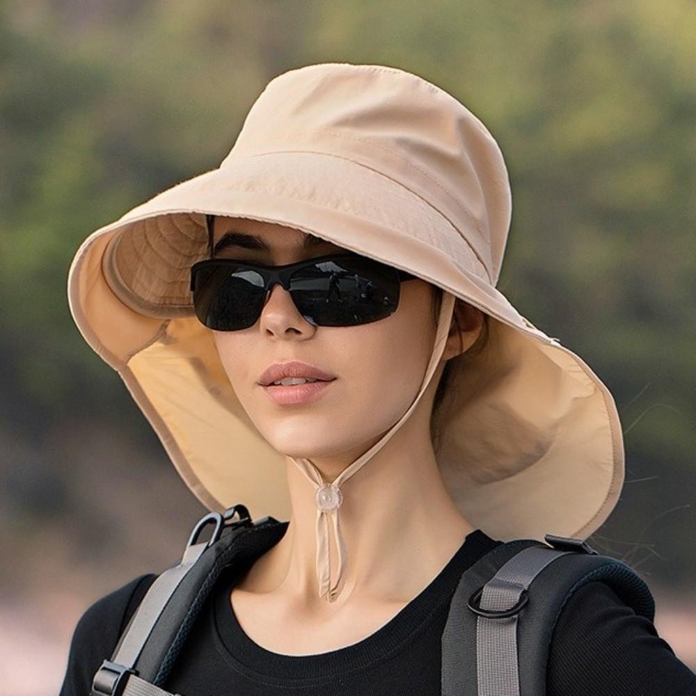 Korean Style Wide Brim Sun Hat Solid Color Women Bucket Hat Fashion Sun Protection Hat Outdoor