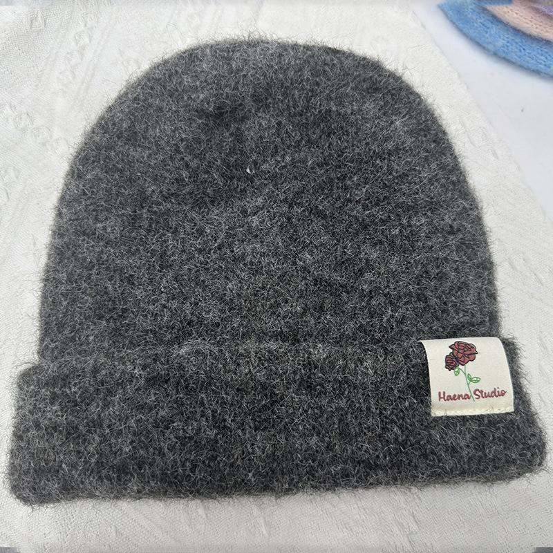 Autumn and Winter Hats for Women Solid Color Knitted Wool Hats Fashionable and Versatile Bag Head Hat Showing Face Small Warm Cold Hat