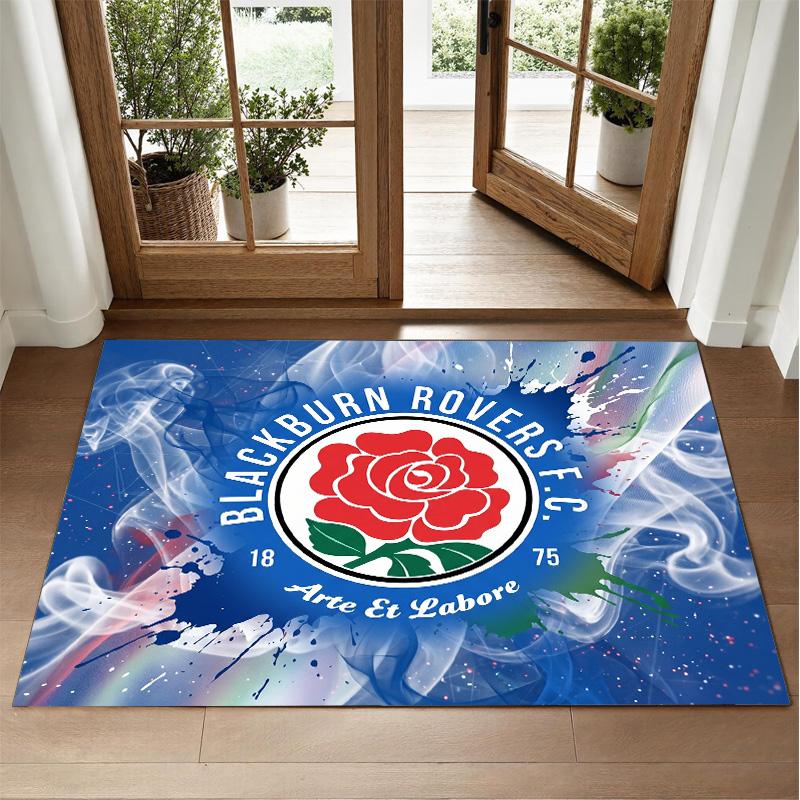 Blackburn Rovers Football Design Crystal Velvet Rug Soft Decorative Mat for Bedroom Entrance