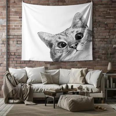Cat Tapestry Wall Hanging Anime Aesthetic Japanese Kawaii Home Decor Vintage Wall Art for Living Room Bedroom