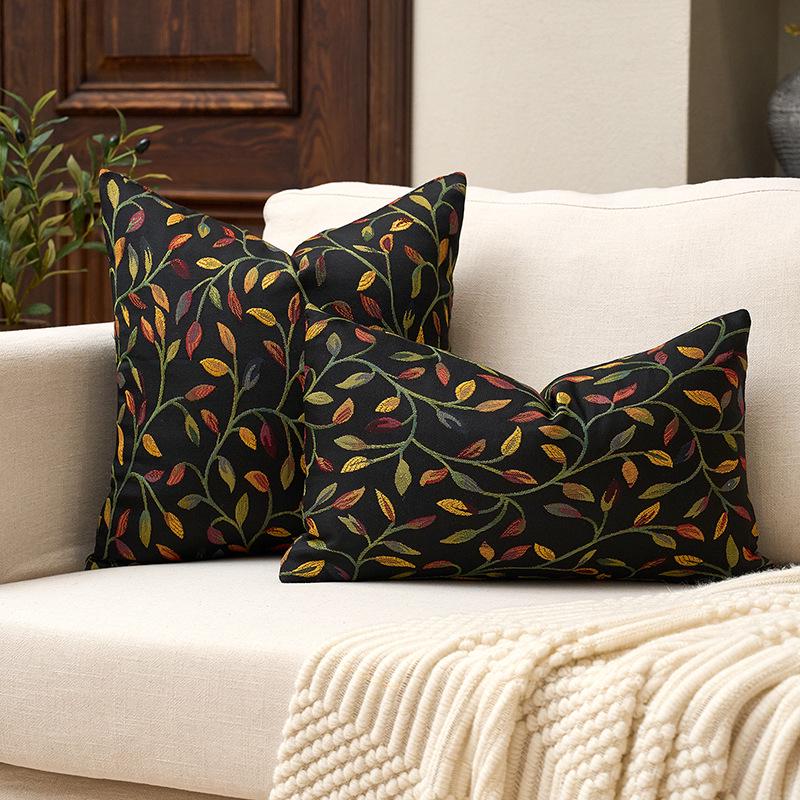 Soft Retro Floral Jacquard Cushion Cover - Without Pillow Insert