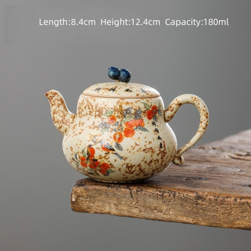

180ml Blue And White Flint Red Persimmon Tea Pot Ceramic Teapot Tea Kettle For Brewing Tea Tea Ceremony
