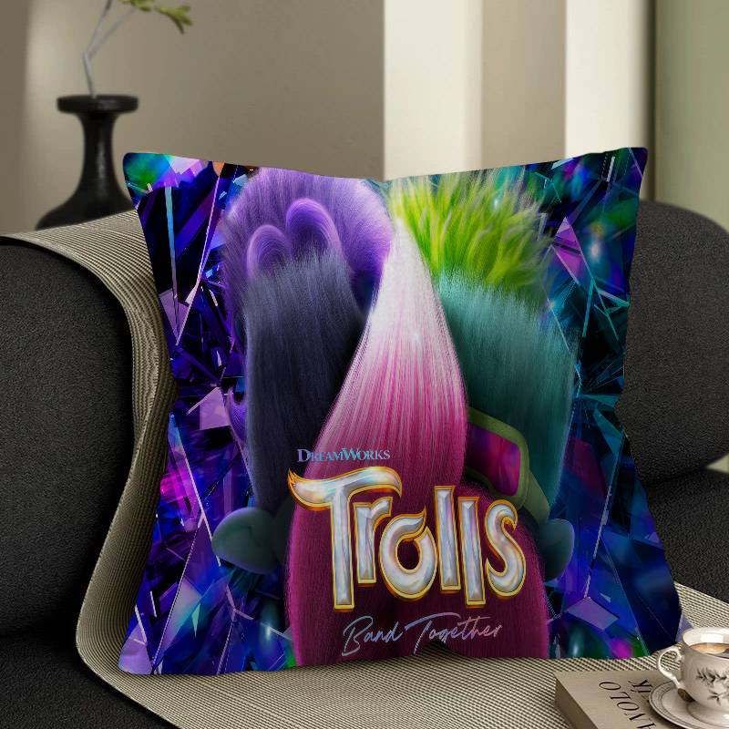 Cartoon T-Trolls Band Together 45*45cm Cushion Cover Pillow Cover Decor Pillowcase Home Pillowcase for Couch Pillow