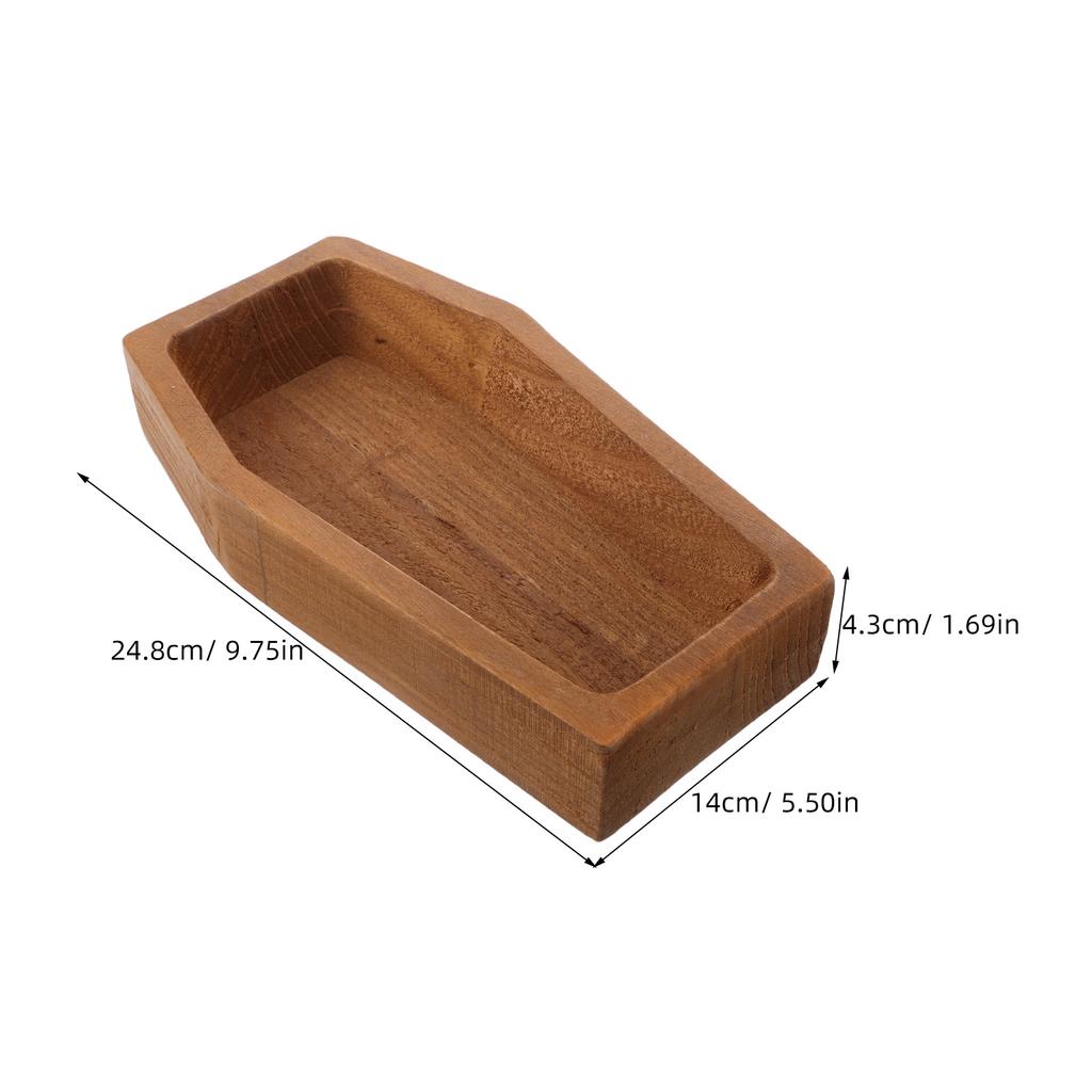 Halloween Coffin Shaped Wooden Tray Rustic Solid Wood Serving Platter for Snacks Fruits Appetizers Party Food Platter