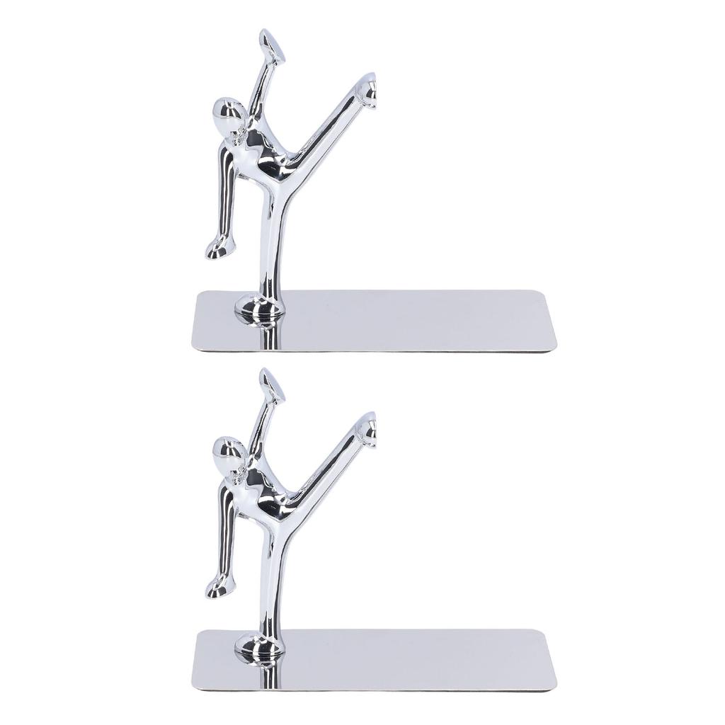 2Pcs Metal Book Ends Unique Men Design Simple Fashionable Decorative Bookends for Home Office Bar