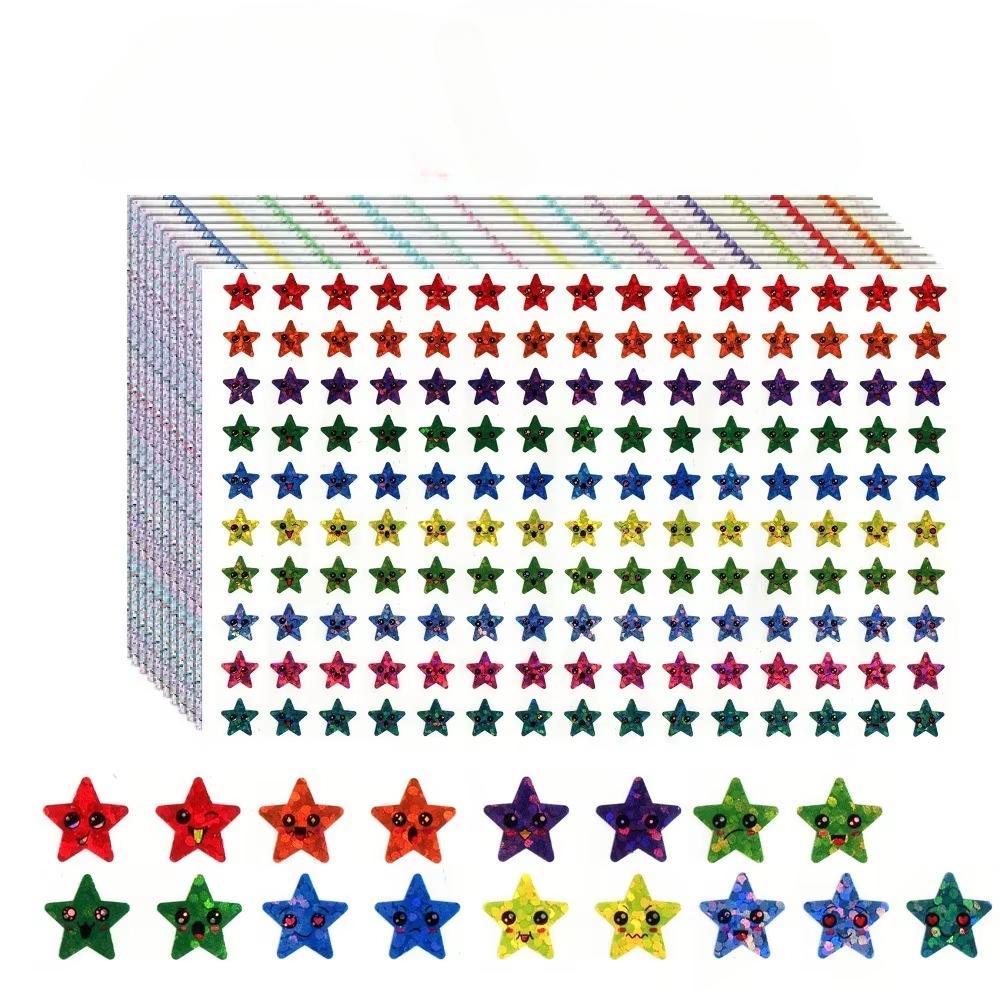7500 Star Face Stickers 50 Sheets Adhesive Reward Seals for Kids Motivational Classroom Reward Labels Cute Cartoon Decals