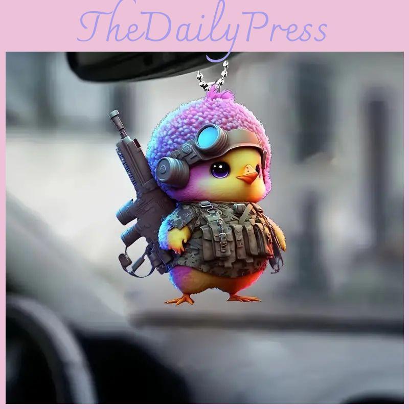Cute Cartoon Battle Little Yellow Chicken Pattern Pendant For Auto Interior Accessories
