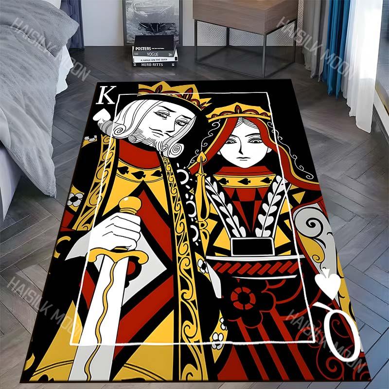 

1PC Playing card king queen illustration Carpet for Living Room Bedroom Sofa Home Decor Rus Non-slip Floor Mat Luxury Gift 40cm x 60cm