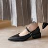Fashion 2025 New Spring Women Pumps Pointed Toe Genuine Leather Women Shoes Buckle Strap Mary Janes Ladies Shoes Cowhide Leather