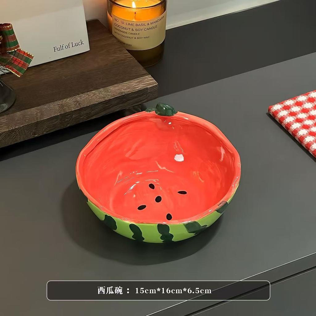 Watermelon Ceramic Relief Fruit Shaped Plate Cake Inventory Heart Plate Breakfast Cup Large Capacity Cup Rice Bowl