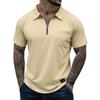 Men's Casual Zipper Collar Lightweight Breathable Short-Sleeve Top