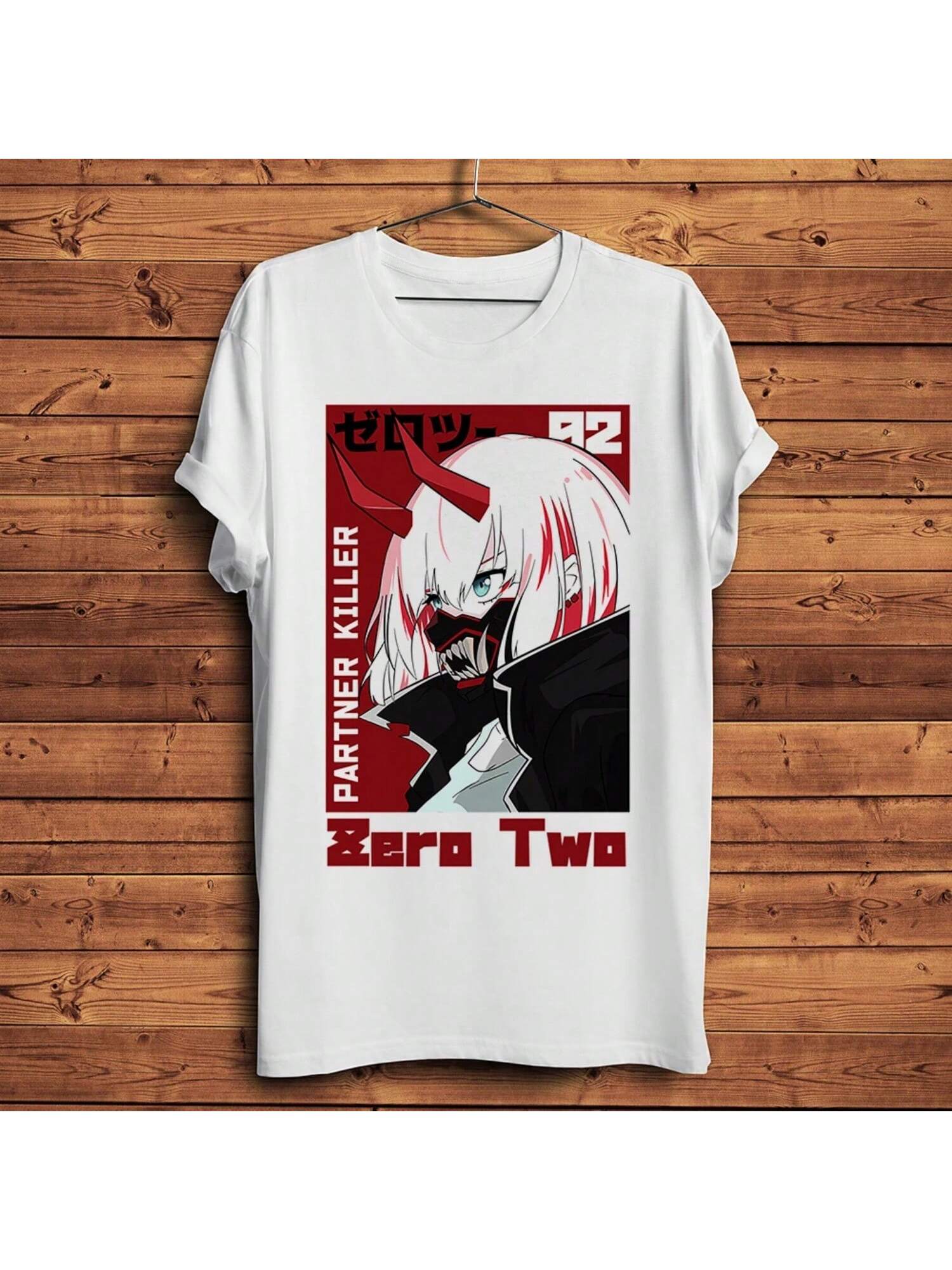 

DARLING In FRANXX,Kawaii Waifu, ZERO TWO 02, Funny Anime Tshirt ,Men White Casual T-Shirt ,Unisex Otaku Streetwear Tee XXXXXL