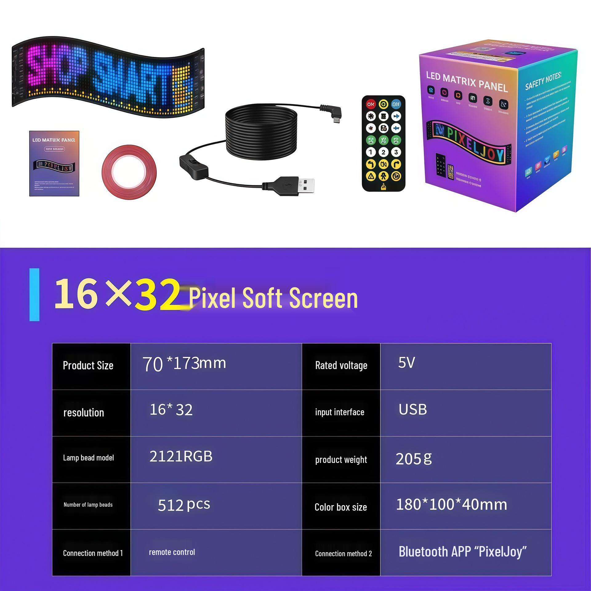 Bluetooth-App Controlled Car Sticker: LED Dynamic Display Screen