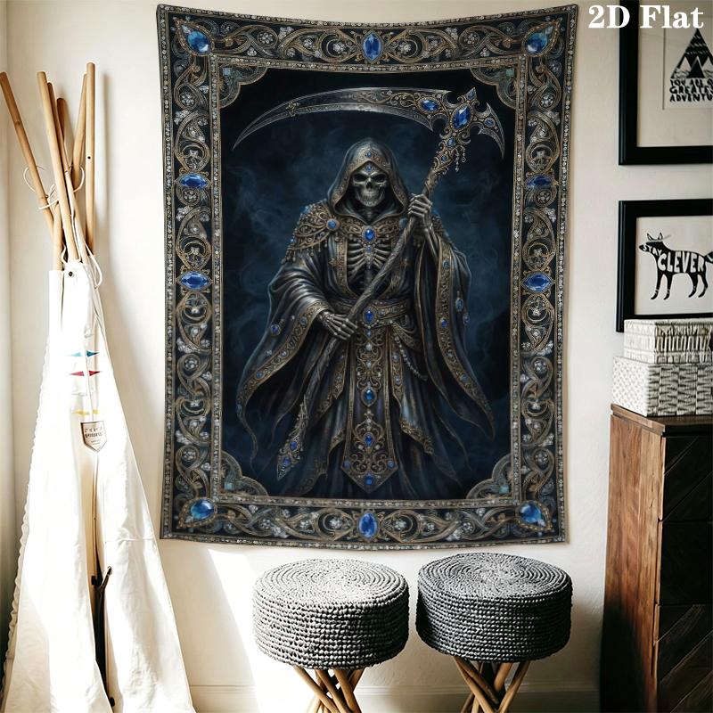 Death Wall Tapestry Aesthetic Wall Hanging Printed Fabric Blanket Decorative Tapestries for Bedroom Living Room Home Decor