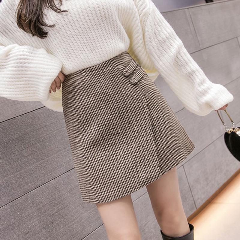 

Женская полосатая шерстяная клетчатая юбка 2 цвета S-2XL женская офисная юбка S кофейный