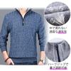 Knit Long Brushed Cold Golf Stand Half [Ressh.N] Men's Sweater, Sleeve, Lining, Protection, Wear, Collar, Zip, V-Neck, Autumn/Winter (Navy, XL)