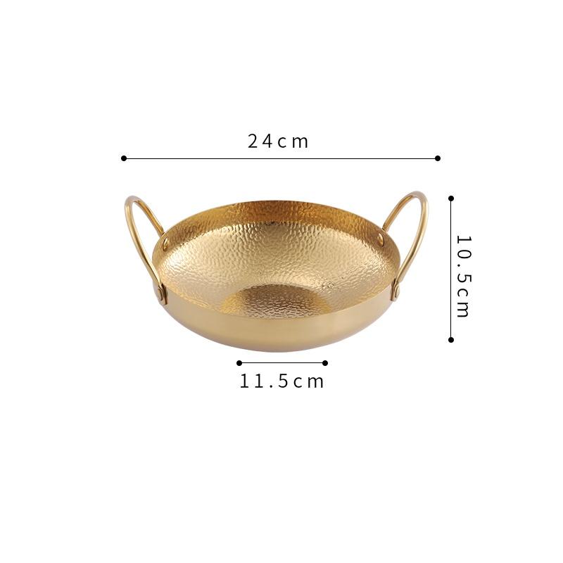 Deep Stainless Steel Golden Gold Dry Bar Small Pot Household Small Hot Pot Alcohol Stove Upmarket Chafing Dish Stripe Hotpot