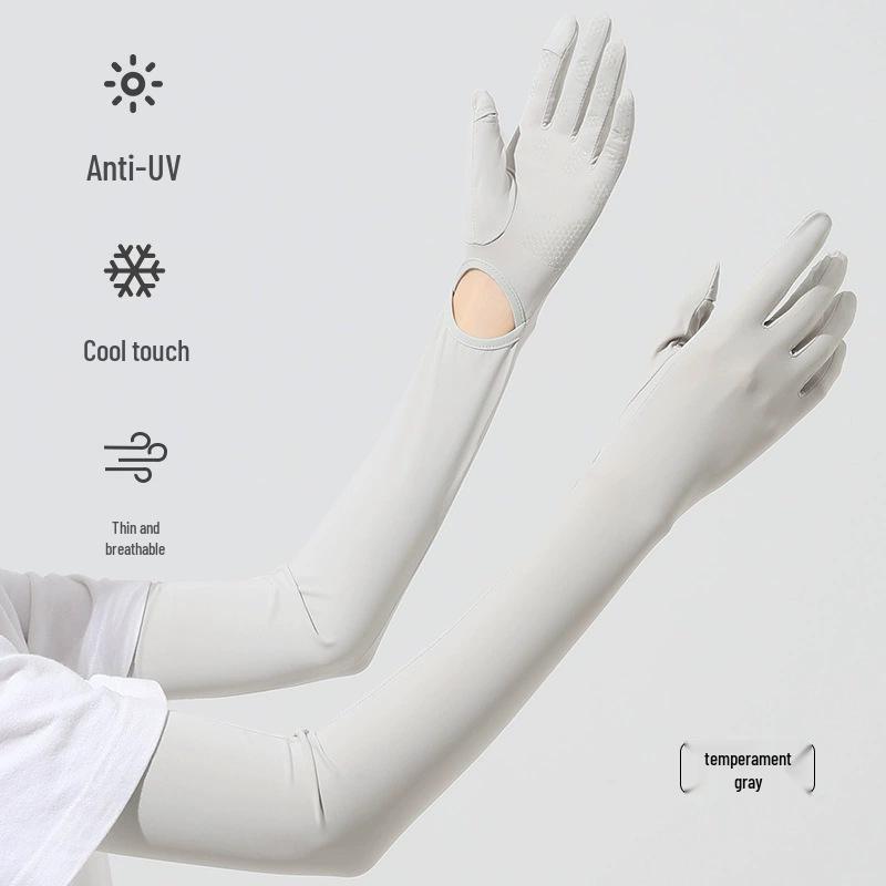 Ice Silk UV Protection Sleeves: Long Sleeve, Touchscreen-Ready for Outdoor Cycling & Driving.