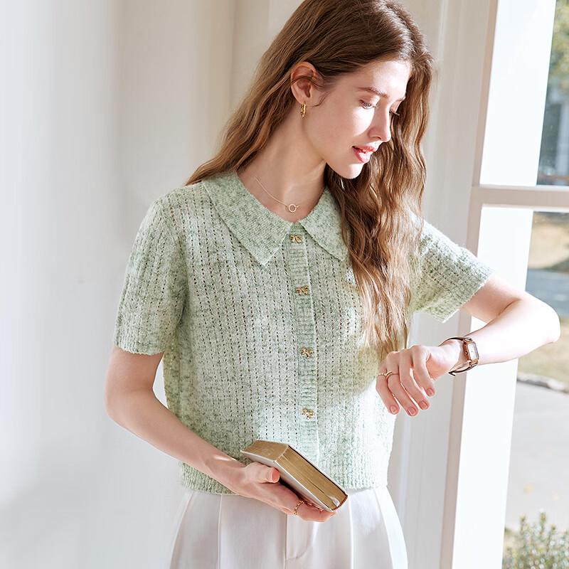 Betu Women's Summer Linen Blend Knit Short Sleeve Top