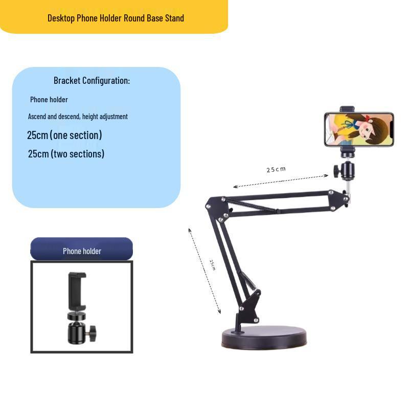 Desktop Streaming Microphone Stand with Fill Light, Boom Arm, and Phone Holder