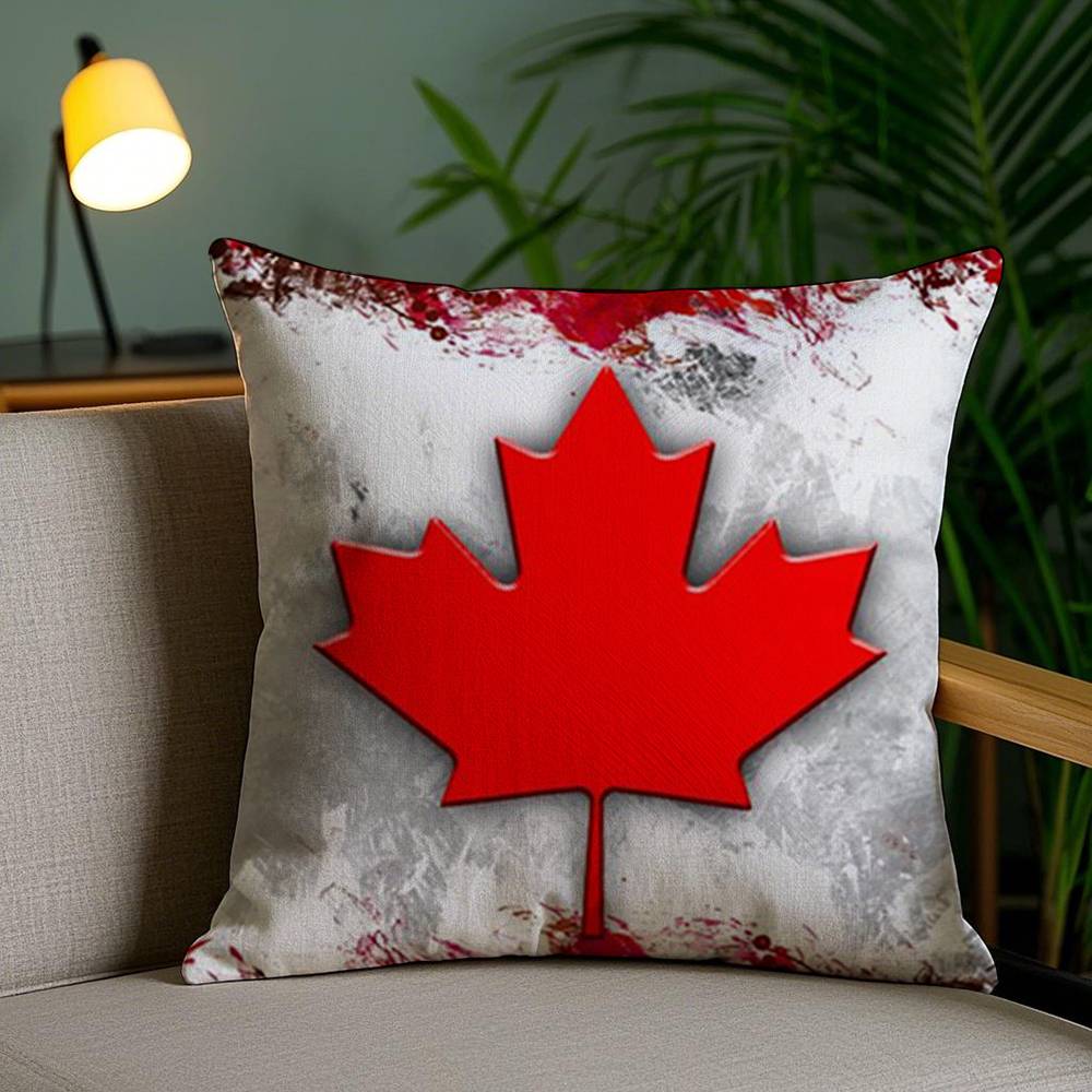 Canada Canadian Flag CA Leaf Pillow Case Sofa Short Plush Double-sided HD Printing Room Home Office Gift Cushion Cover