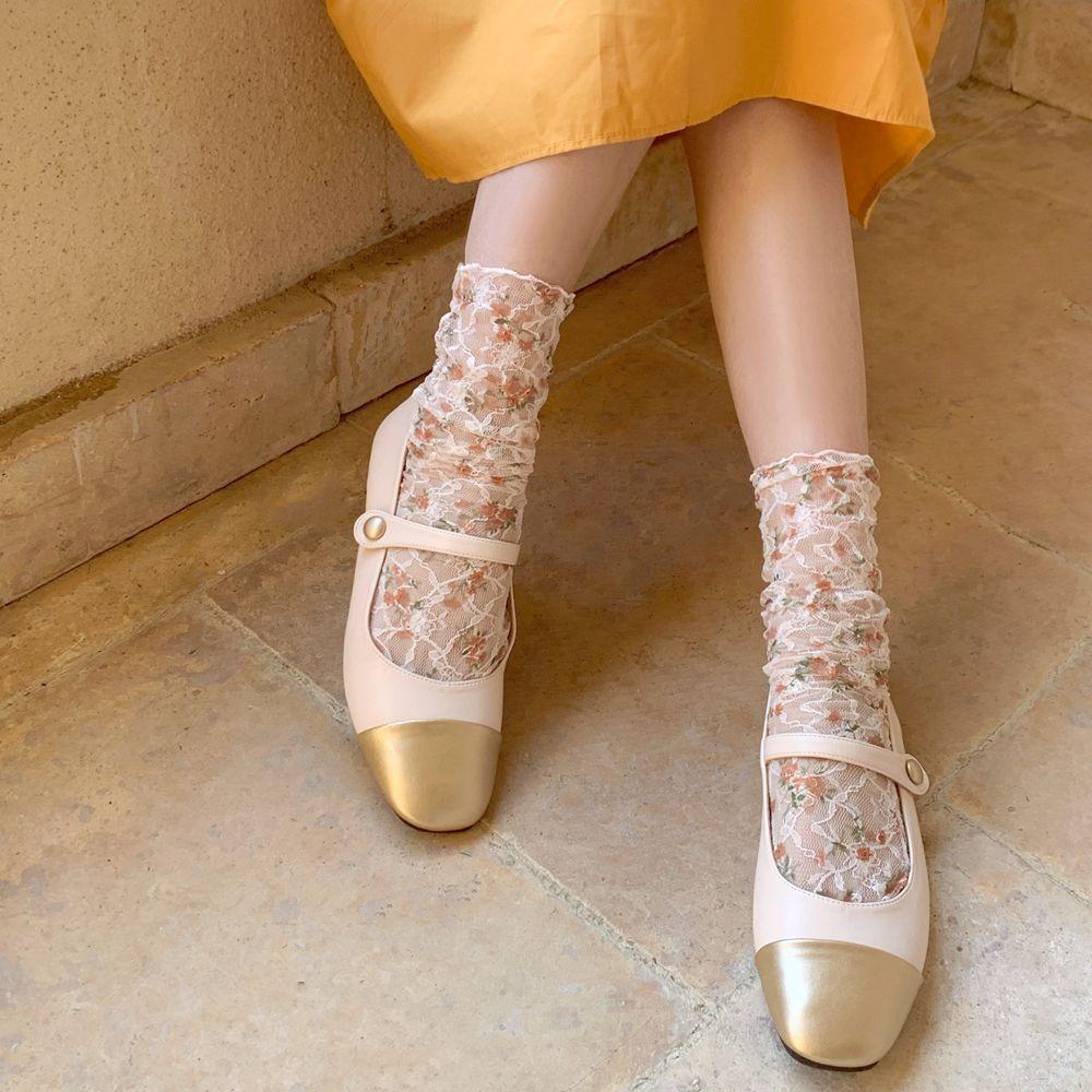 Cute Medium Tube Socks JK Lolita Lace Flower Loose Tube Socks High Quality Cotton Stockings