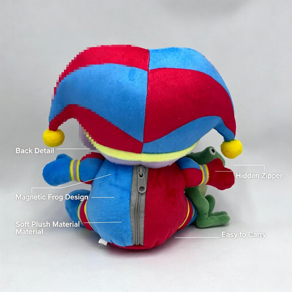 Circus Style Frog & Clown Stuffed Plush Doll, Soft Short Plush Decor Toy
