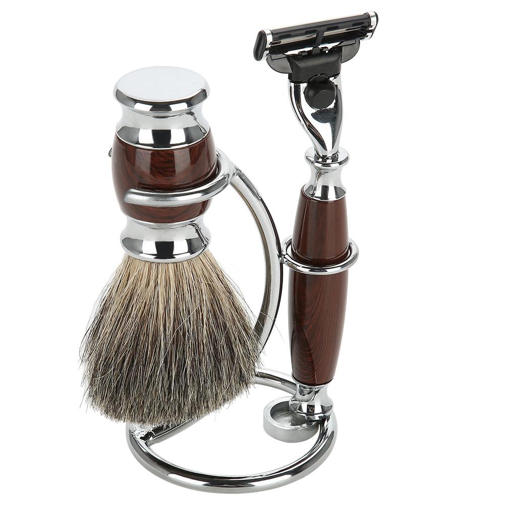 Men s Shave Tool Kit 2 IN 1 Portable Curved Shaving Brush Manual Razor Stand Holder