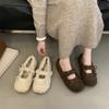 Internet Celebrities Thick-soled Inner Height Increase Gentle and Sweet Bow Lamb Wool Shoes Women Wear Velvet Mary Jane Shoes In Winter