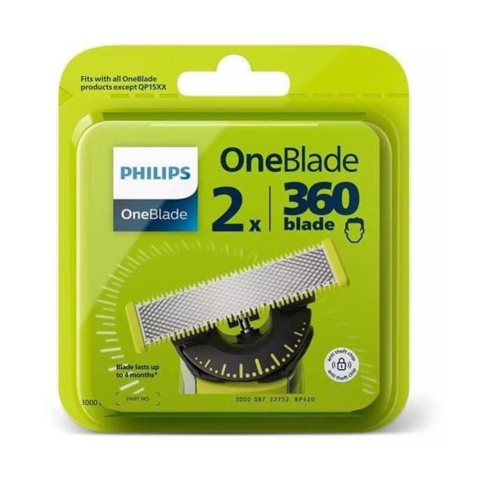 Philips - lot de 2 lames rasoir pour rasoir tondeuse oneblade - qp420.50
