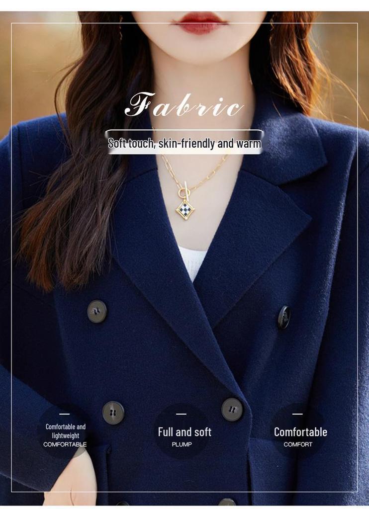 Women's Double-Breasted Wool Cardigan: Fine Knit, Long Sleeve, Loose Fit, Fashionable Commuting Coat.