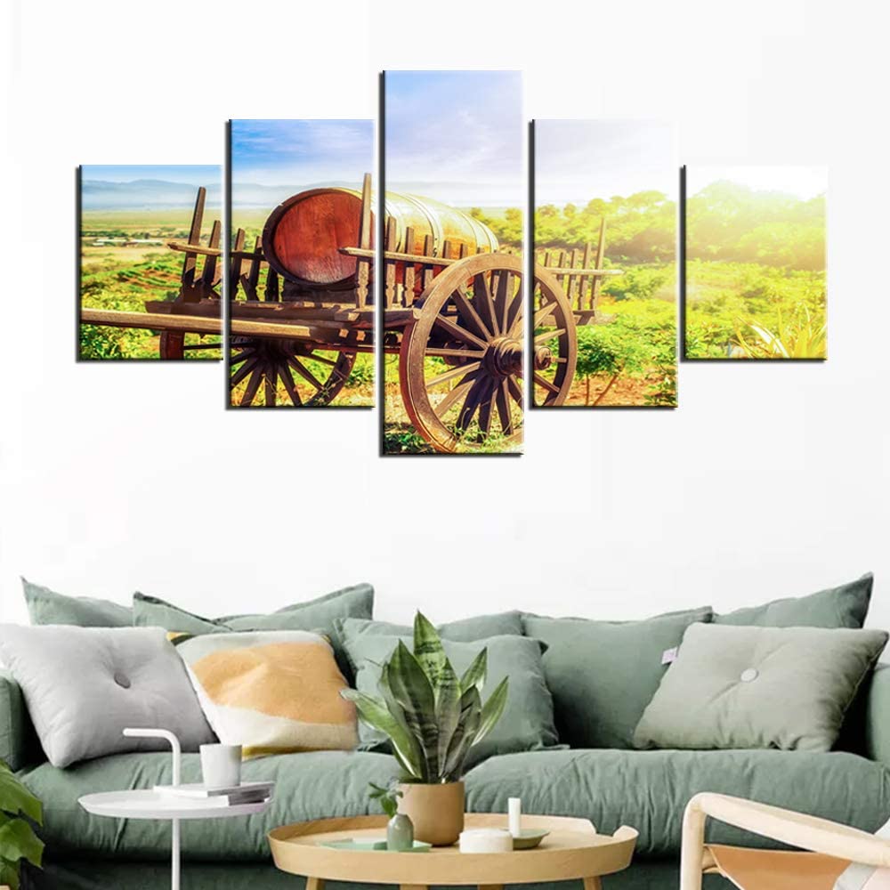 Unframed 5 Panel Red Wine Candle Colorful Fruit Sunflower Canvas Printed Posters Wall Art Pictures HD Paintings Room Home Decor