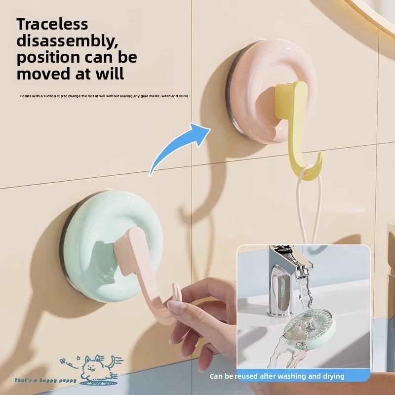 4 Pcs Strong Vacuum No-hole Non-marking Removable Household Kitchen Bathroom Bathroom Wall Hanging Suction Cup Hooks