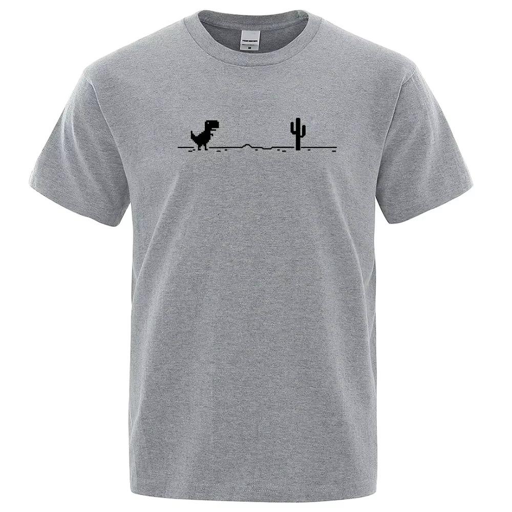 Herren T-Shirts Bedruckt Dinosaurier Kaktus Lustige Oberteile Sommer Baumwoll T-Shirt für Männer Lässig O-Ausschnitt T-Shirts Streetwear Basic Top Tee