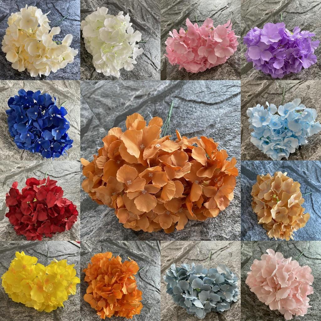 Realistic 5 Head Hydrangea Artificial Silk Flower For Wedding Party Decor Home