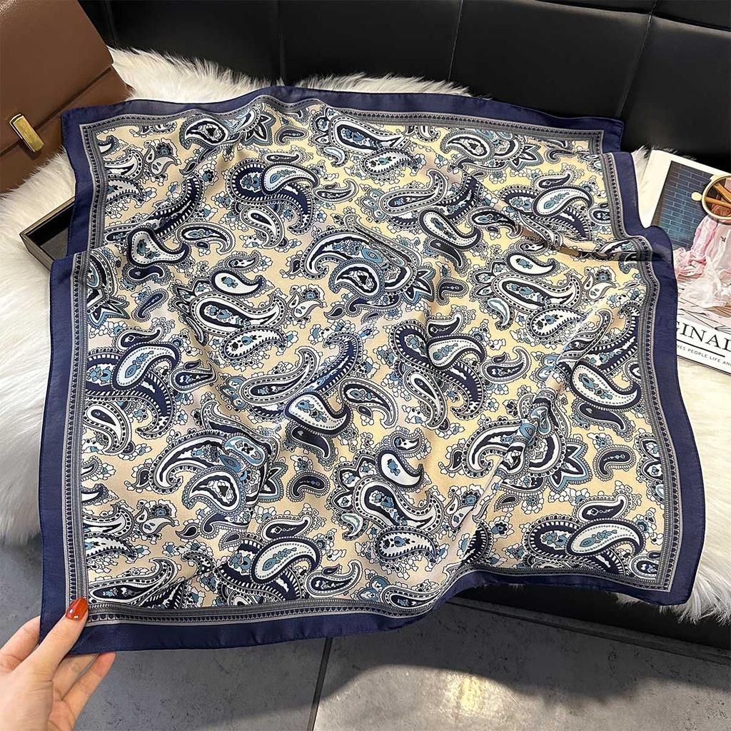 Designer Silk Square Scarf Women Satin Shawl Wrap Hijab Female Hair Band Wrist Luxury Headkerchief 70*70cm Echarpe 2025 Bandana