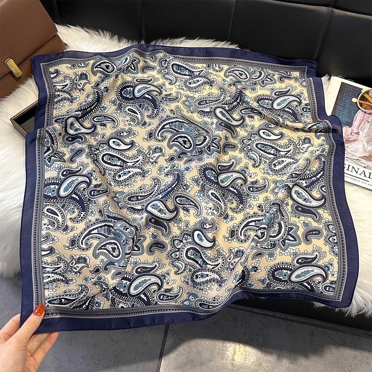 

Bohemia Paisley Print Designer Fashion Luxury 70cm Square Women Silk Scarf Scarves Shawl Bandana Hijab Neckerchief 70x70cm