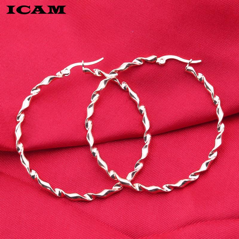 

New Sliver Gold Rose Gold Color Big Hoop Earrings Hoops Bohemian Earrings Circle Hoop Earrings for Women Party Jewelry 60mm серебряный