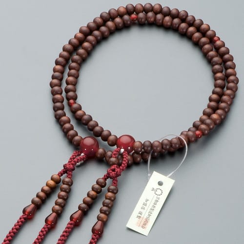 Buddhist Altar Shop Takita Shoten Buddhist Prayer Beads, Shingon Buddhism Formal Prayer Beads [Women's] Rosewood (Matte) with Agate Finish, 8 Inches,