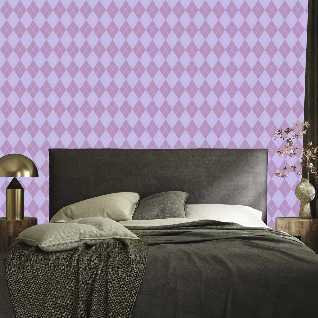 Pastel Diamonds Wallpaper Lavender and Purple for Living Room and Bedroom 50x1000