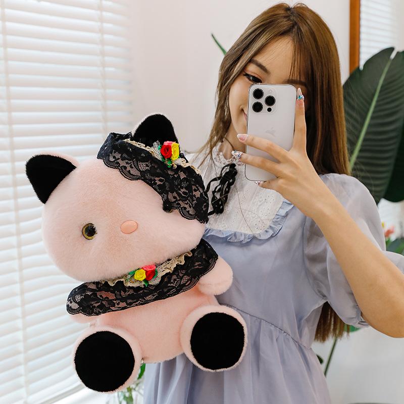 New Miss Meow Cat Doll Doll Plush Toy Scratcher Doll Black and White Kt Cat Birthday Gift Rag Doll