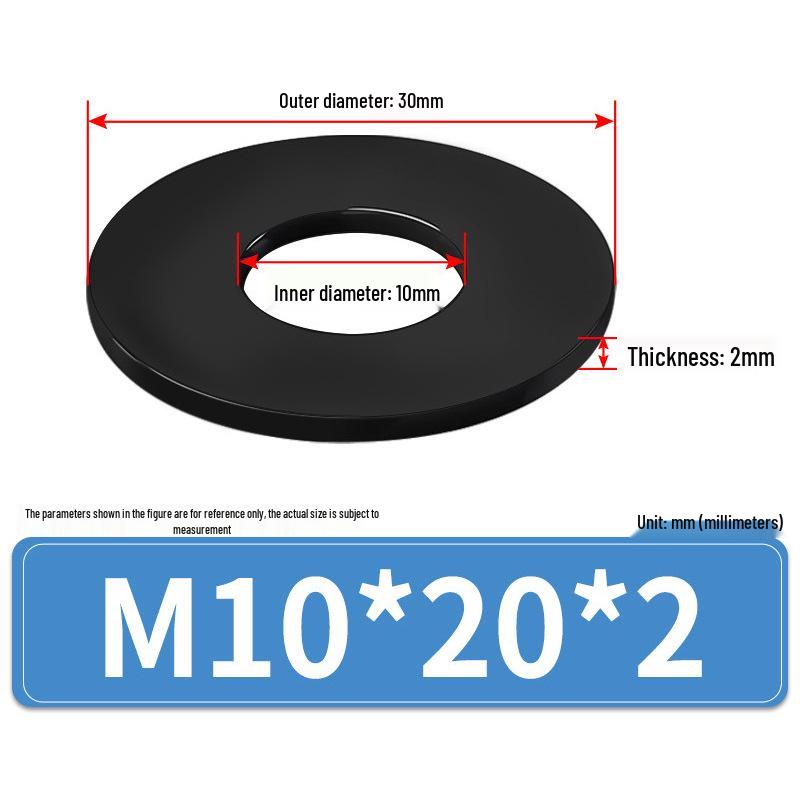 8.8 Grade Black Hardened High-Strength Oversized Flat Metal Spacer Washer (M2-M8)