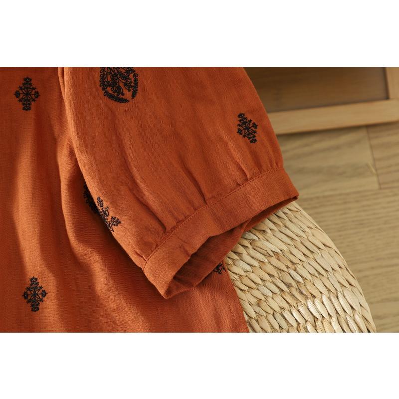 DIMANAF 2026 Plus Size Women Blouse Shirts Tunic Summer Oversize Loose Casual Cotton Linen Lady Tops Embroidery Floral