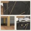 Storage Sideboard with 2 Doors and Adjustable Shelf Metal Legs 76 X 35 X 77 Cm Black Marble Tone