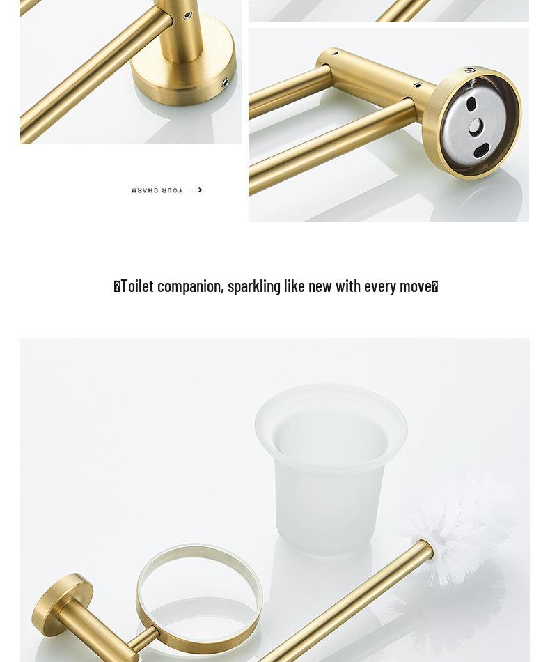 Minimalist Brushed Gold Towel Rack - 304 Stainless Steel Bathroom Hardware Hanger