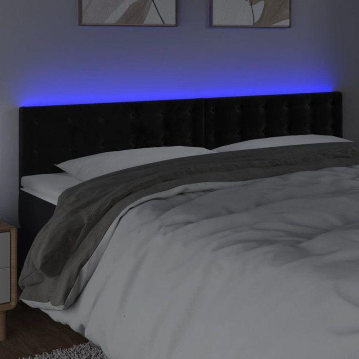 VidaXL Tête de Lit à LED Meuble de Chambre à Coucher Accessoire de Lit Double Tête de Cadre de Lit Intérieur Noir 3122108