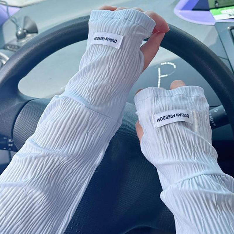 Fashionable Loose Thin Ice Silk Long Sleeves For Women Girls Summer Sunscreen Arm Protector Hand Sleeve Cycling Fingerless Glove