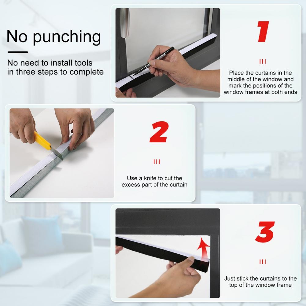 1pcs Semi-blackout Pleated Blinds Velcro Pleated Curtains