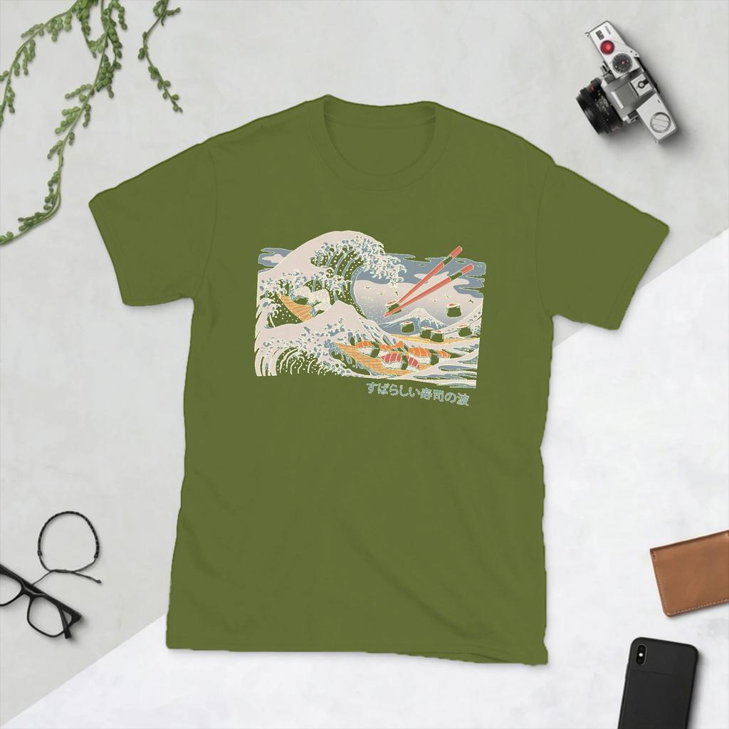 Unisex The Great Sushi Wave Japanese T Shirts 100 Cotton Clothing Fashion Short Sleeve O Neck Tee Shirt 4XL 5XL 6XL TShirt