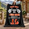 Cincinnati Bengals Custom Name Flannel Blanket Personalized Soft Warm Plush Throw Blanket Customized Gift for Family Friends